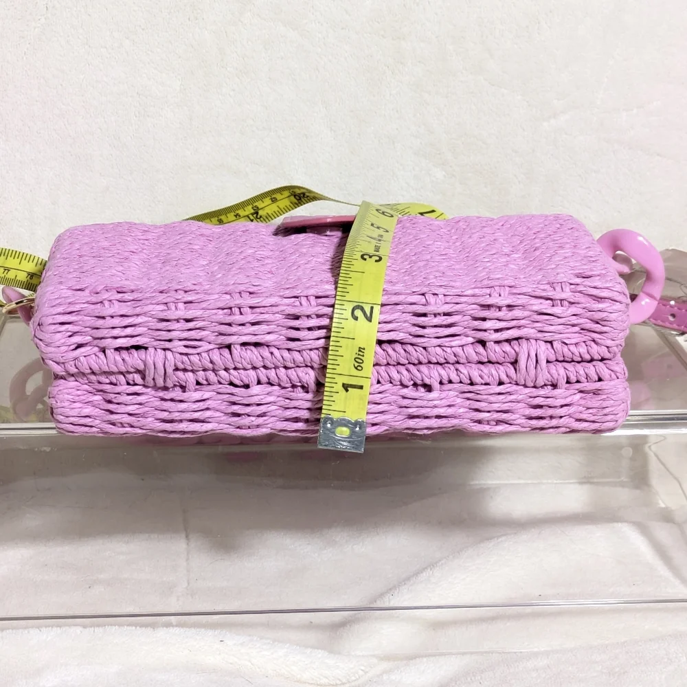 NWT A New Day Target Pink Straw Bag Crossbody and Chain Strap Easter Barbiecore - Picture 11 of 13